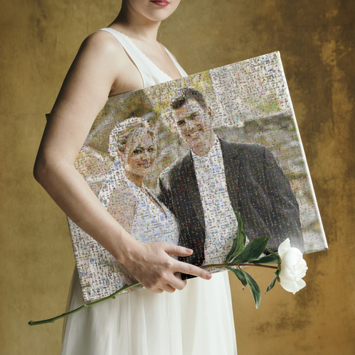 Mosaïque photo personnalisée - Cadeau de mariage unique pour votre maison